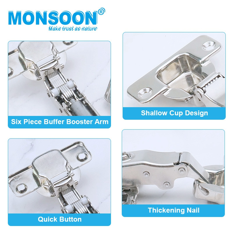 Cupboard Hinge stainless steel hydraulic 3d 35mm cup plane bottom wardrobe Iron furniture cabinet hinge with soft close hinges