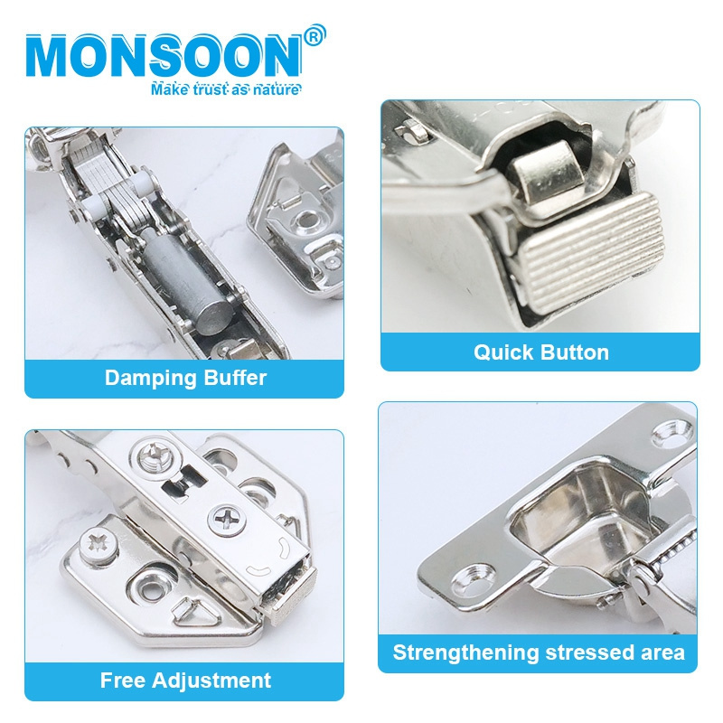 Cupboard Hinge stainless steel hydraulic 3d 35mm cup plane bottom wardrobe Iron furniture cabinet hinge with soft close hinges