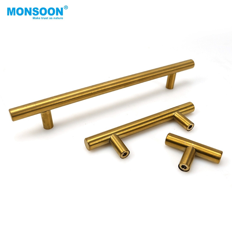 large main metal door pull T Bar handle long kitchen stainless steel lever  door cabinet handle