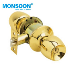 keyed entry indoor knob cylindrical door lock brass metal door handle cylindrical door knob lock