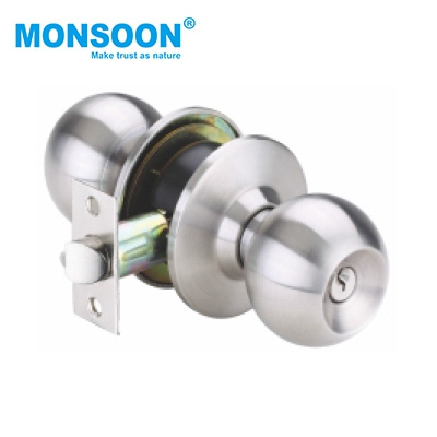 keyed entry indoor knob cylindrical door lock brass metal door handle cylindrical door knob lock