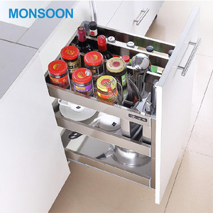 Magic corner Cabinet hardware modular sliding organizer pull down pullout metal wire storage kitchen pull out basket drawer