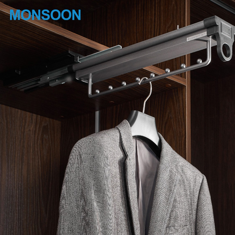 MONSOON Modern Wardrobe Accessories Sliding Closet 8 ball bearing suit hanger luxury stainless steel clothes rack