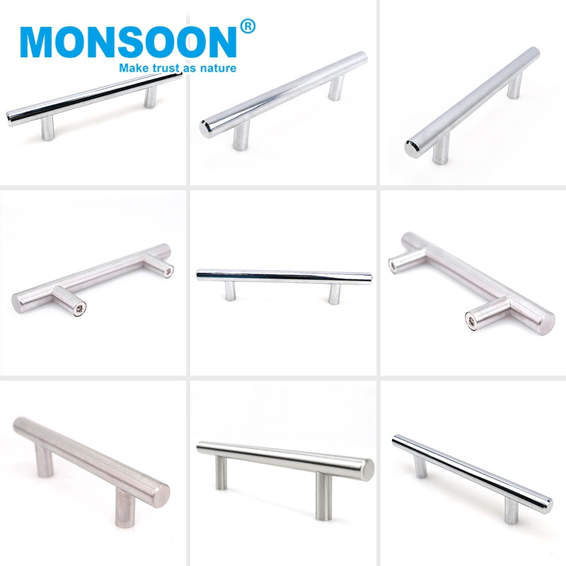 monsoon kitchen cupboard drawer custom long inside door pull T bar handle stainless steel cabinet furniture push pull handle