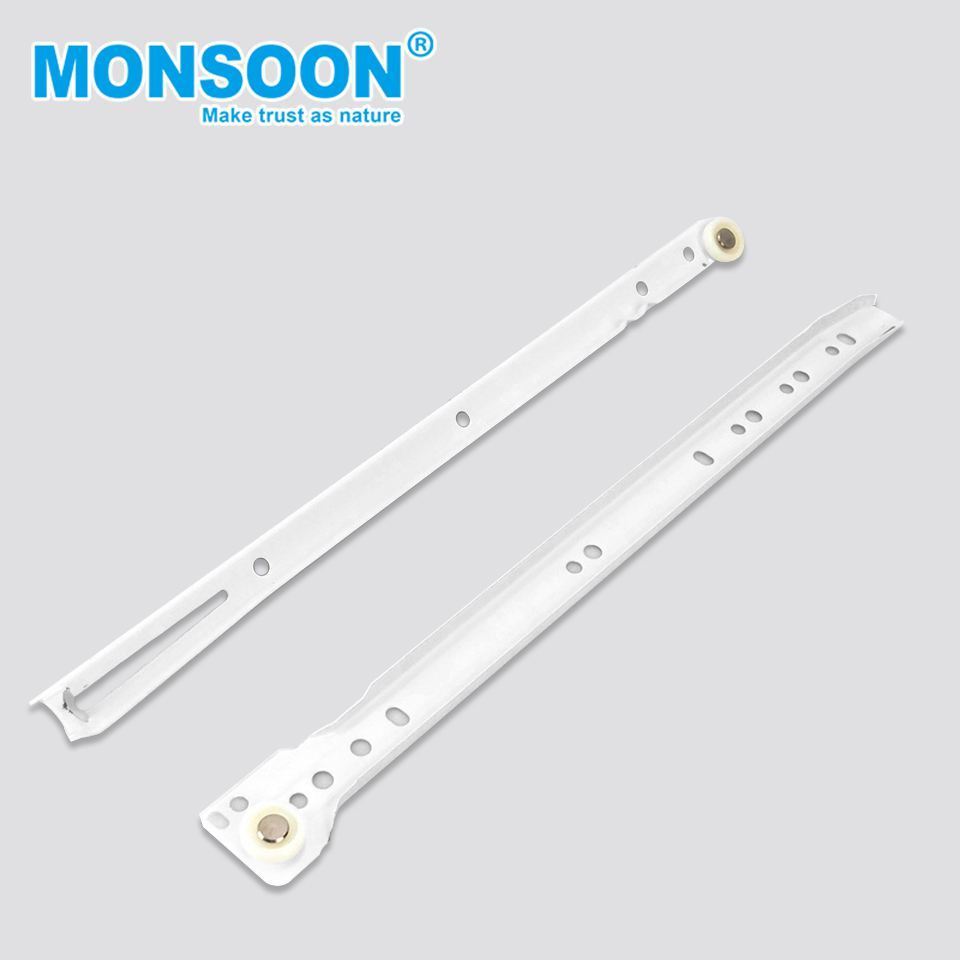 10-24 Inch Cabinet Drawer Guide  nylon wheel rails Powder Coated bottom mount roller Metal Under Desk Drawer slides