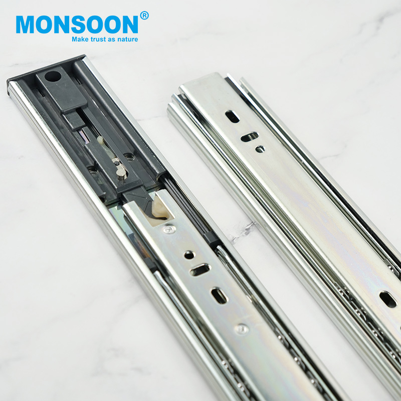 45mm push open drawer slide Telescopic Channel Heavy Duty Ball Bearing Slide drawer rail  Drawer Slide