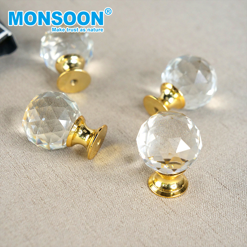 Dresser vintage crystal knobs european furniture Drawer kitchen cabinet handle cupboard hidden crystal door knobs For Cupboard