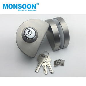 Brass chrome no holes frameless sliding glass door lock Glass Door Lever Lock iron shower glass door lock