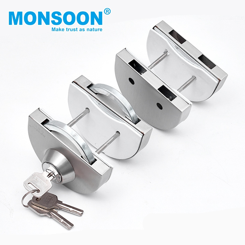 Brass chrome no holes frameless sliding glass door lock Glass Door Lever Lock iron shower glass door lock