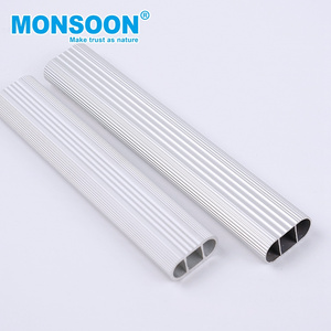 Wardrobe Furniture fitting oval wardrobe tube polished chrome closet rod aluminum wardrobe tube