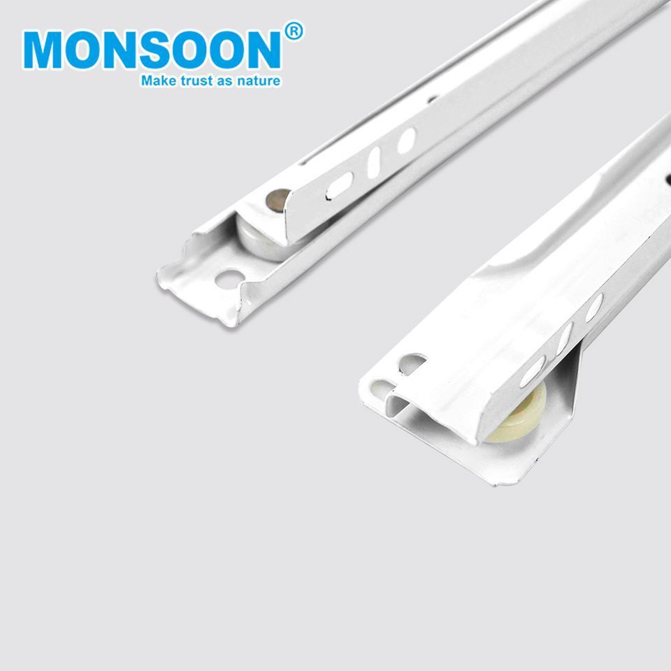 hardware Euro type white nylon Metal Telescopic cabinet guides Channel concealed powder coated roller drawer slides