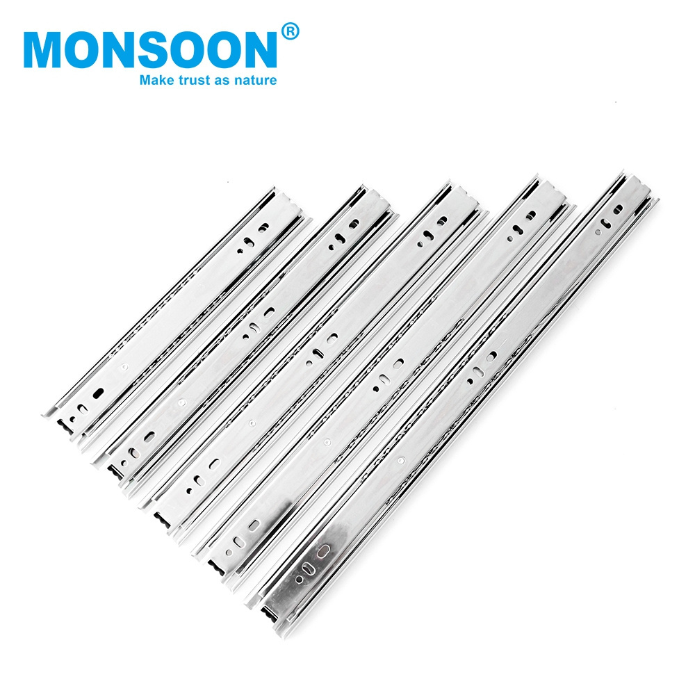 3 Section 10 12 14 16 18 20 Inch Galvanized steel sheet Telescopic Channel 45mm hidden ball bearing drawer slide