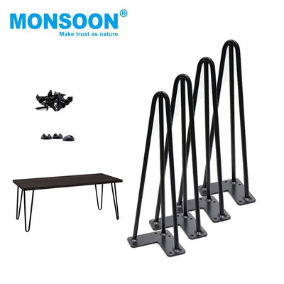 Rubber Furniture Hairpin Chair Leg Floor Protector Feet New Design 2-Rod 16 Inch Metal Coffee Table /Cabinet Hairpin Legs