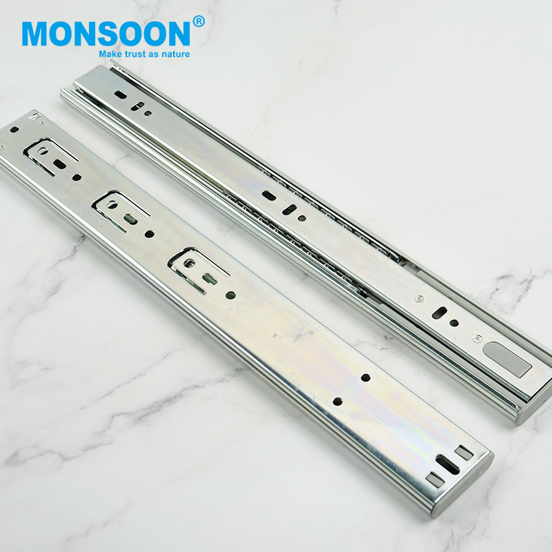 45mm push open drawer slide Telescopic Channel Heavy Duty Ball Bearing Slide drawer rail  Drawer Slide