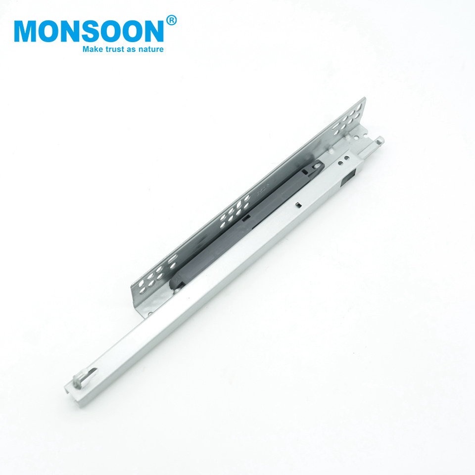 hardware 2 fold Telescopic under bottom mounted telescopic guide push open undermounted drawer slide with 2D adjustable handles