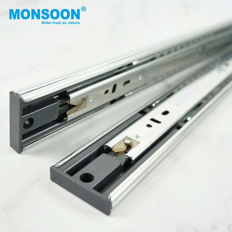 45mm push open drawer slide Telescopic Channel Heavy Duty Ball Bearing Slide drawer rail  Drawer Slide