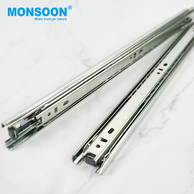 35mm Side Mount Telescopic Slides Track 3 Fold Full Extension Ball Bearing Drawer Slide