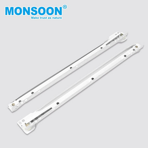 10-24 Inch Cabinet Drawer Guide  nylon wheel rails Powder Coated bottom mount roller Metal Under Desk Drawer slides