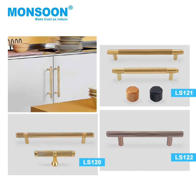 Nordic Simple Brass Kitchen Handle Unique T-Bar Furniture Cabinet Handle