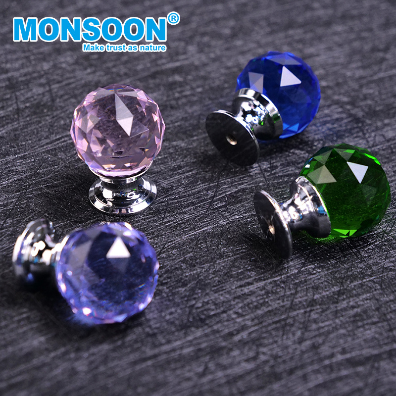 Dresser vintage crystal knobs european furniture Drawer kitchen cabinet handle cupboard hidden crystal door knobs For Cupboard