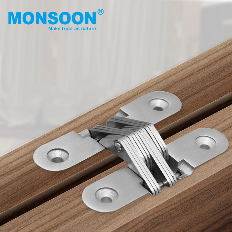 180 degree kitchen cabinet door hinges Invisible Folding furnture hardware Cross Hidden door Hinges