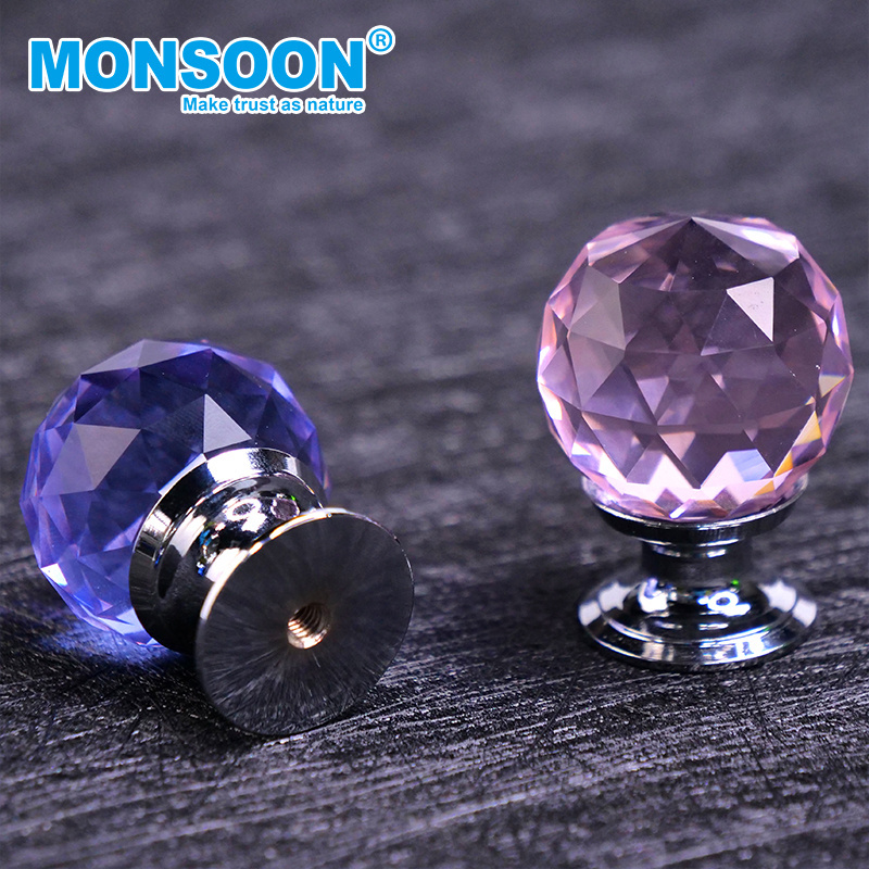 Dresser vintage crystal knobs european furniture Drawer kitchen cabinet handle cupboard hidden crystal door knobs For Cupboard