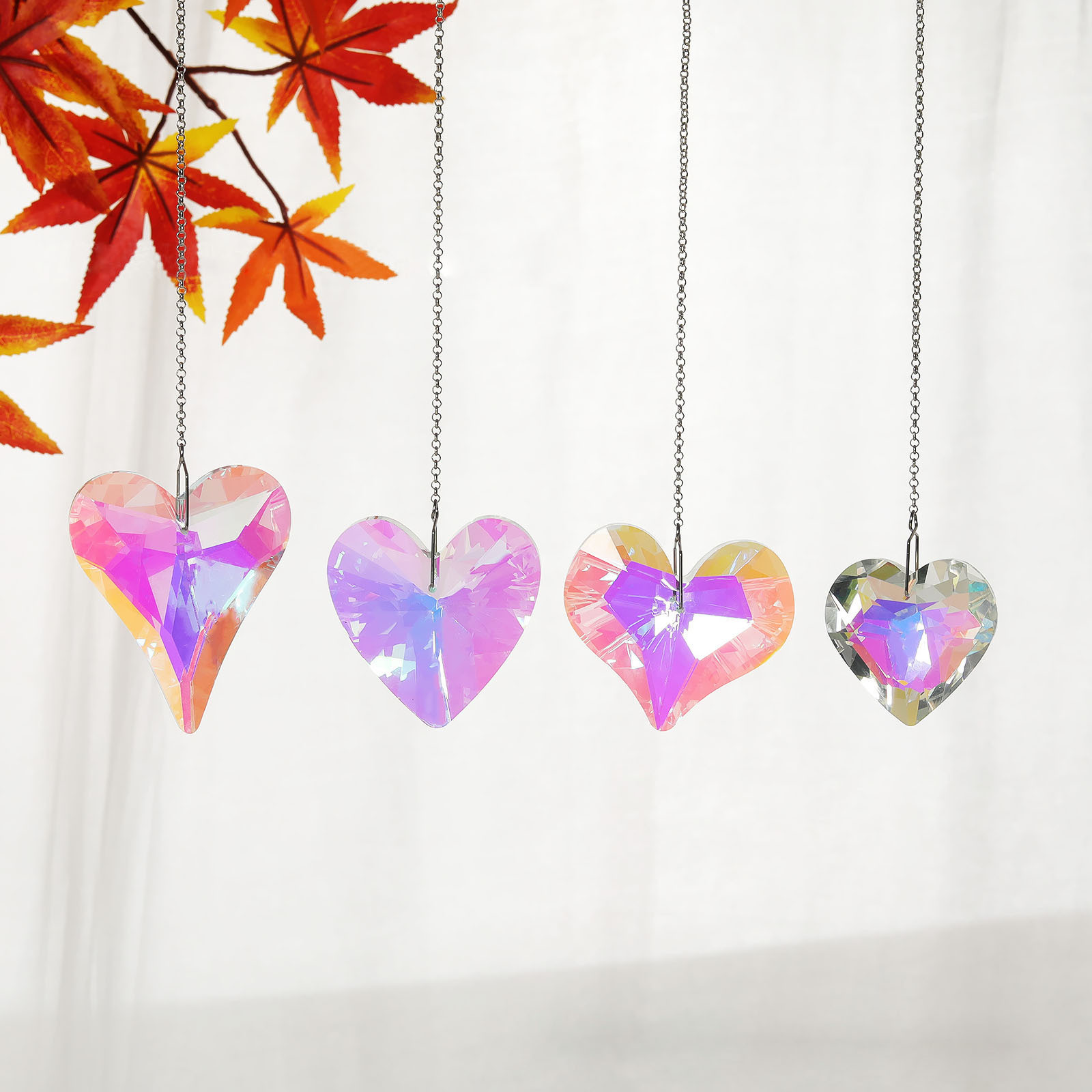 Clear Heart Crystal Suncatcher 45mm Hanging Prism for Outdoor Indoor Decoration Rainbow Maker Gifts for Mom Grandma and Friend