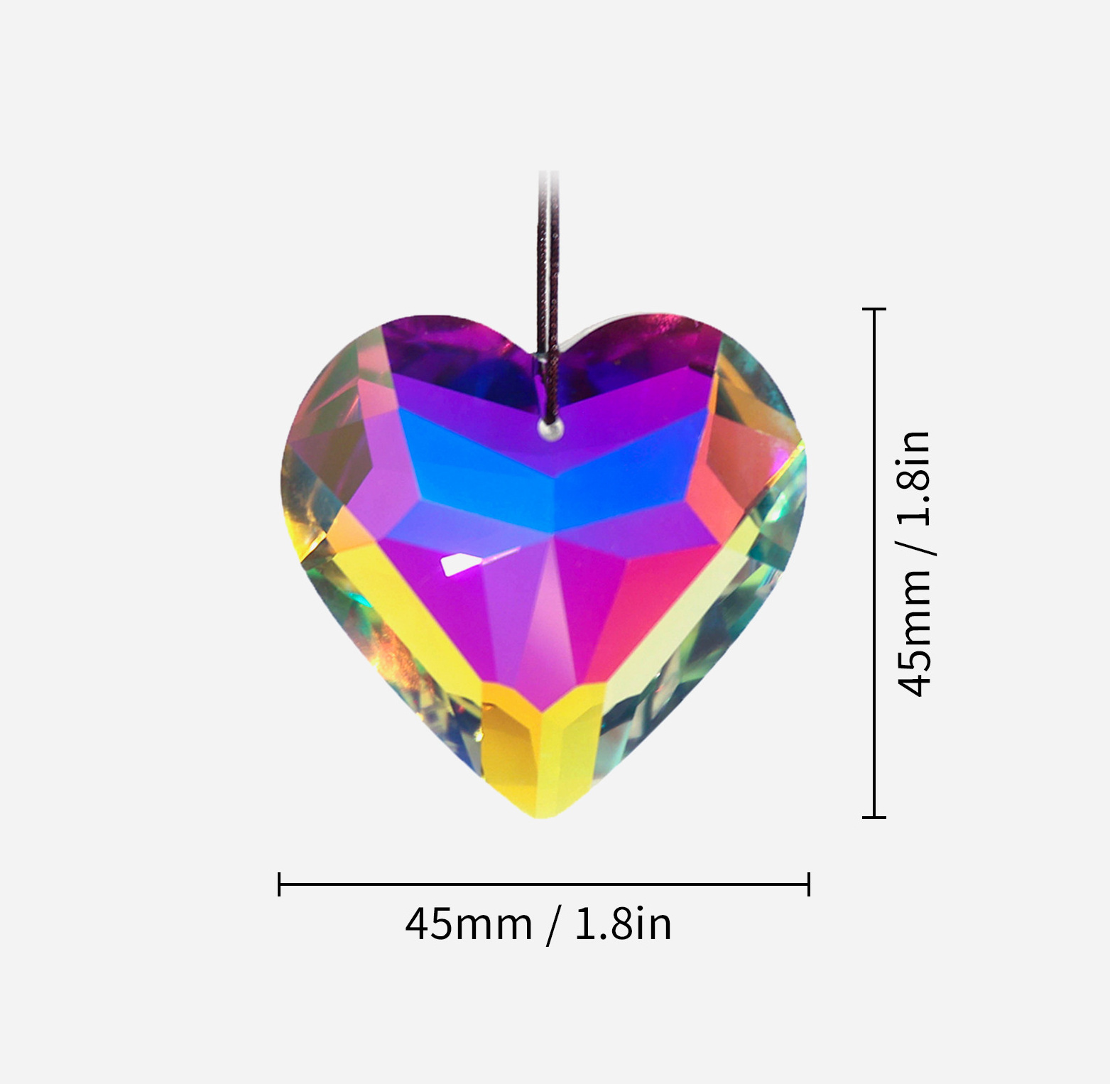 Clear Heart Crystal Suncatcher 45mm Hanging Prism for Outdoor Indoor Decoration Rainbow Maker Gifts for Mom Grandma and Friend