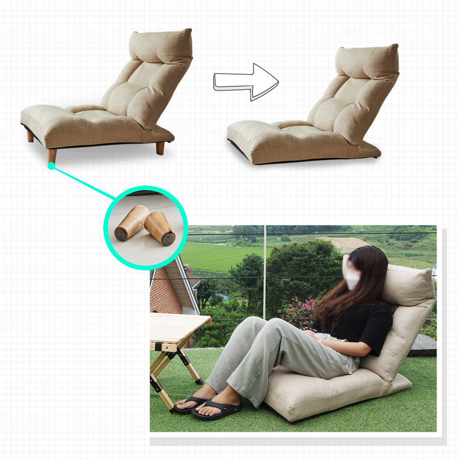 Soft Fabric Adjustable Backrest Headrest Padded Lazy Recliner Foldable Floor Recliner Reading Game Meditation Sofa Chair