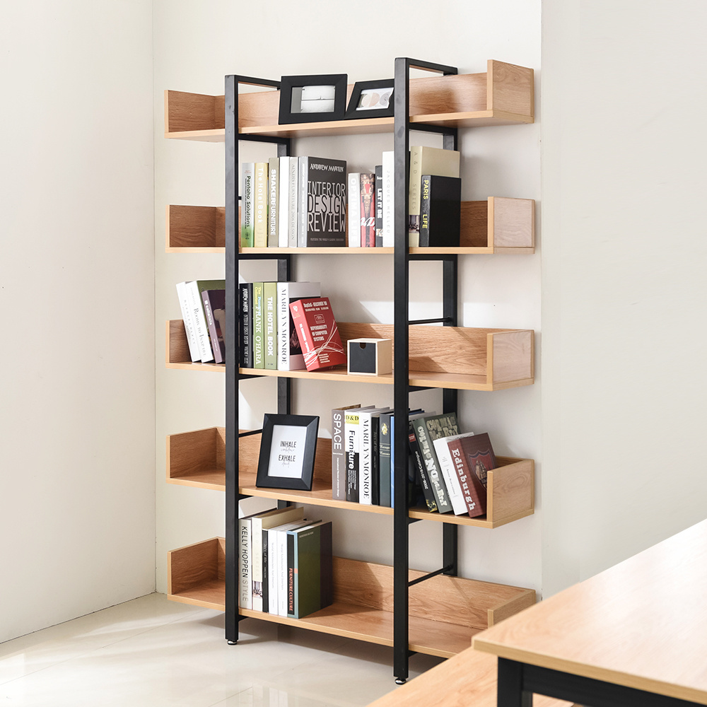 Wooden bookcase Metal bookshelf Living room Storage Rack Shelf Cabinet Open display industrial Shelves Book Wall shelf