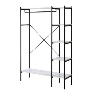 Modern Metal Frame Marble Clothes Hanger Wardrobe set  display shelving rack steel closet organizer for small space