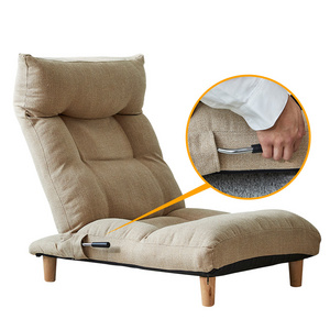 Soft Fabric Adjustable Backrest Headrest Padded Lazy Recliner Foldable Floor Recliner Reading Game Meditation Sofa Chair