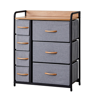 Chest of Drawers Fabric Storage Drawers Dresser with Wood Top Dark Grey Cabinet living room furniture Cloth Organizer