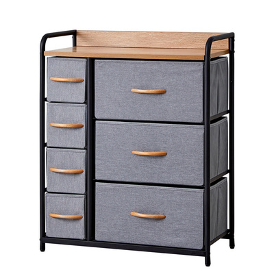 Chest of Drawers Fabric Storage Drawers Dresser with Wood Top Dark Grey Cabinet living room furniture Cloth Organizer