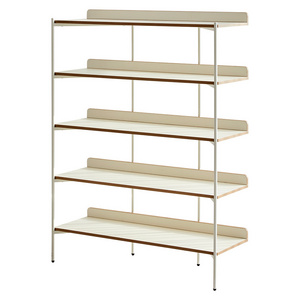 2-3-5 Shelf Wood and Metal Frame White Book Shelf Modern Display Shelf Rack Open Standing Shelving Unit