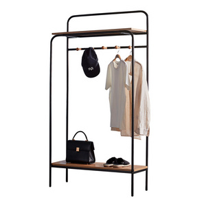 Metal material shoe rack Floor Coat Clothes Stand Entrance storage Rack Hanger display shelf with 5 hooks