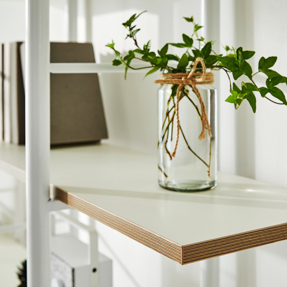 Wooden Metal Display Open Storage Shelves Bookcase boo square White frame 5 tiers back mesh leaning bookshelf