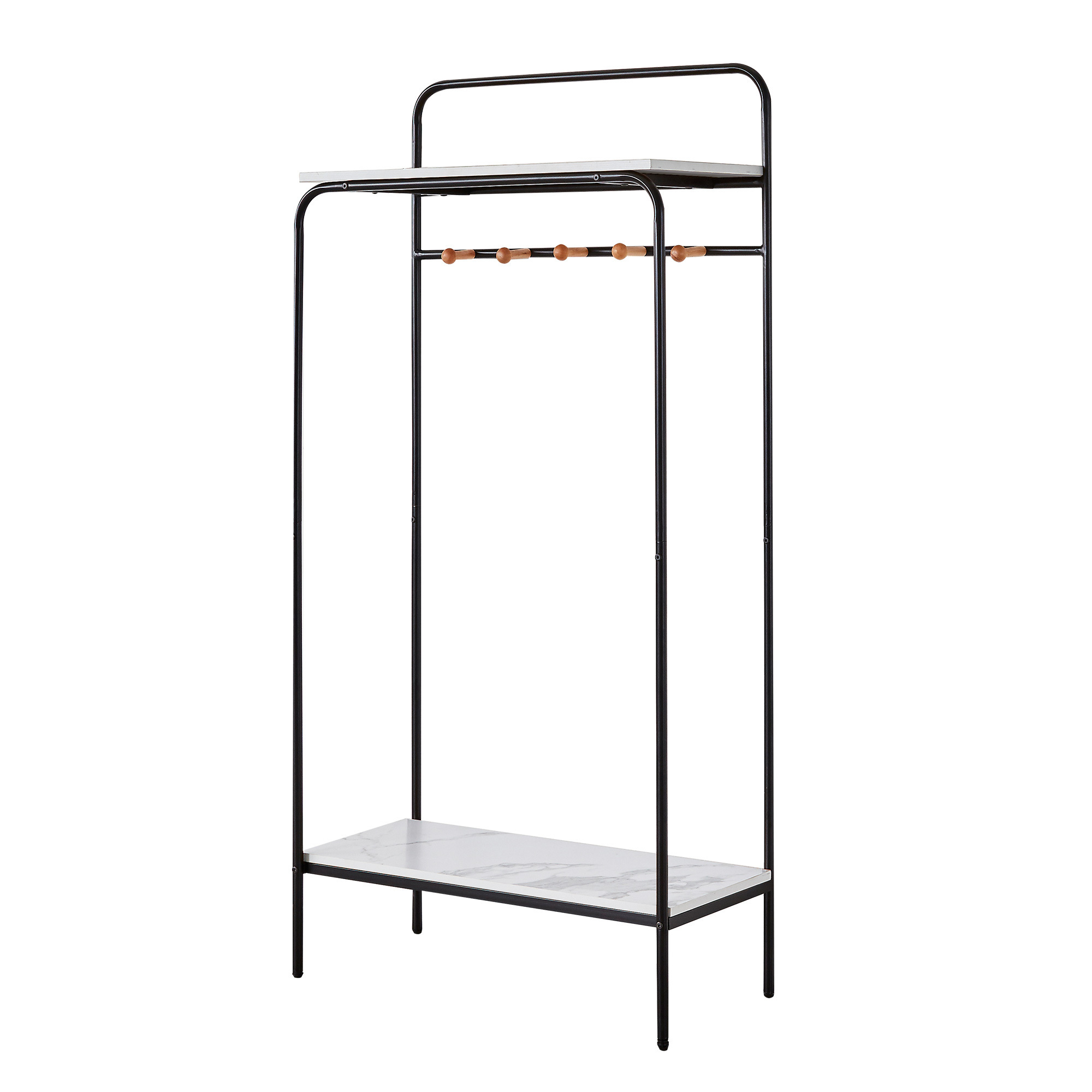 Metal material shoe rack Floor Coat Clothes Stand Entrance storage Rack Hanger display shelf with 5 hooks