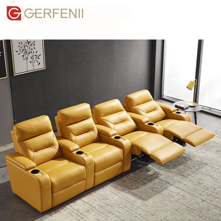 Theater Furniture Electric Sofa Lounge Reclining Cuphole Storage Leather Sofa Set Theater Cinema Sofa