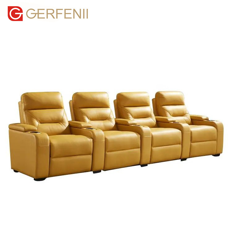 Theater Furniture Electric Sofa Lounge Reclining Cuphole Storage Leather Sofa Set Theater Cinema Sofa