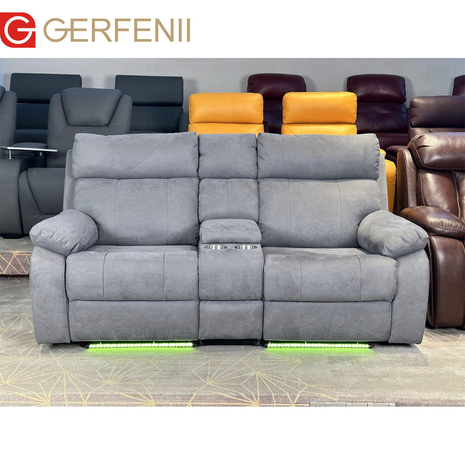 Luxury Modern Living Room Furniture Microfiber Fabric Sofas 3 2 1 Seater Sofa Set Recliner With Console Manual Recliner Sofa Set