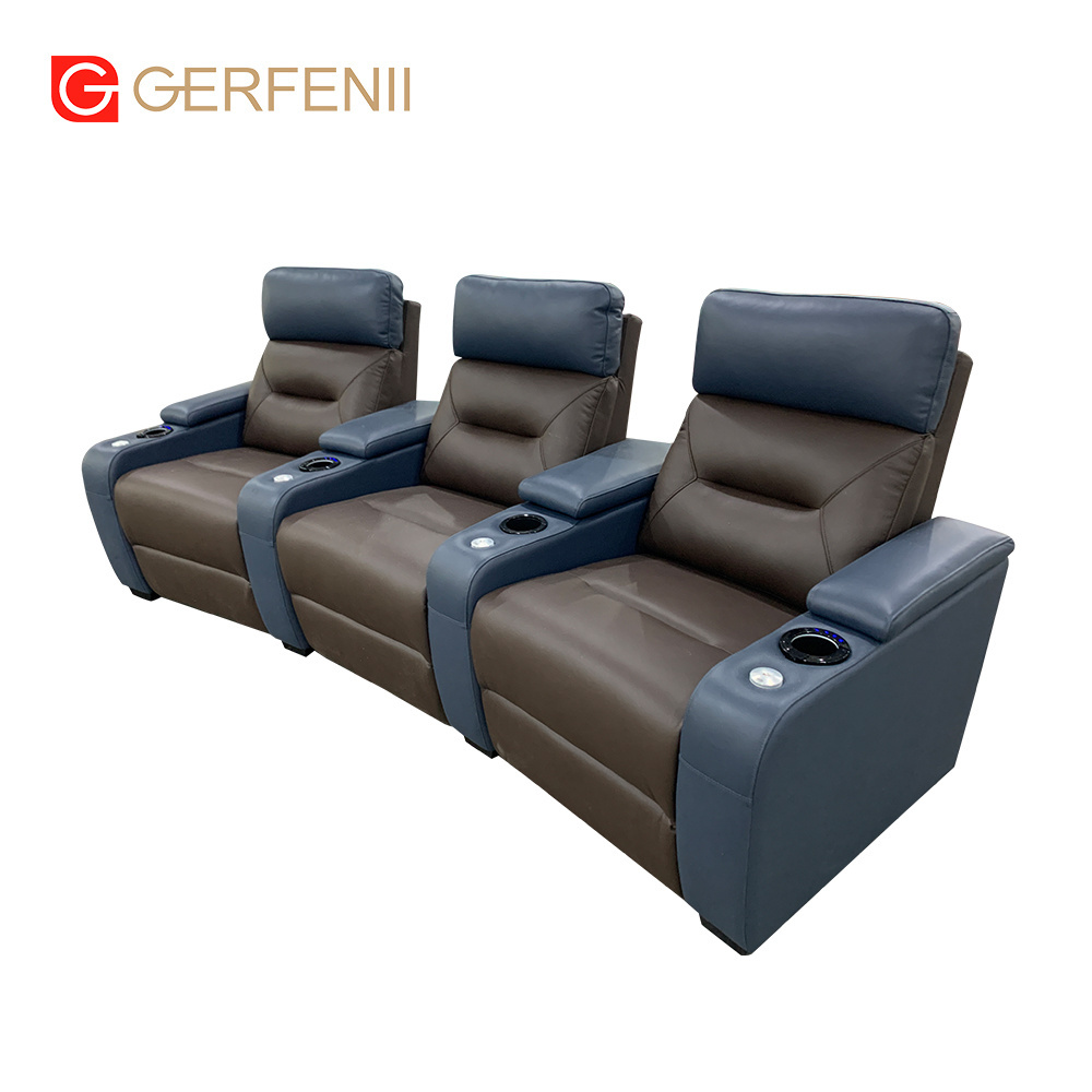 High Quality Luxury Genuine Leather Electric Home Theater Seating Furniture High End Power Recliner Theater Room Seating