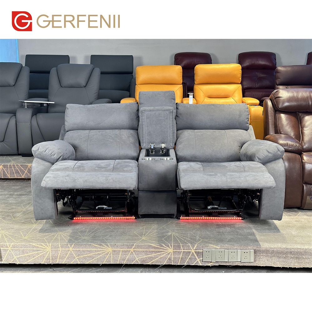 Luxury Modern Living Room Furniture Microfiber Fabric Sofas 3 2 1 Seater Sofa Set Recliner With Console Manual Recliner Sofa Set