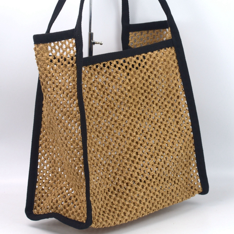 Summer Beach Moroccan Straw Tote Bag Big Volume Opened Hollow Bag Crochet Beach Straw Bag for women