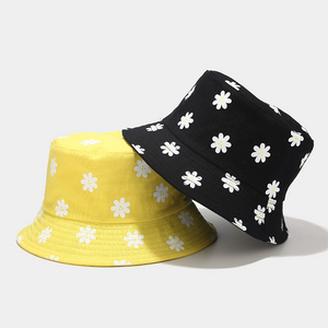 Cotton Sports Reversible Bucket Hats With Custom Logo Summer Uv Protection Printed Daisy Hat Bucket For Girls