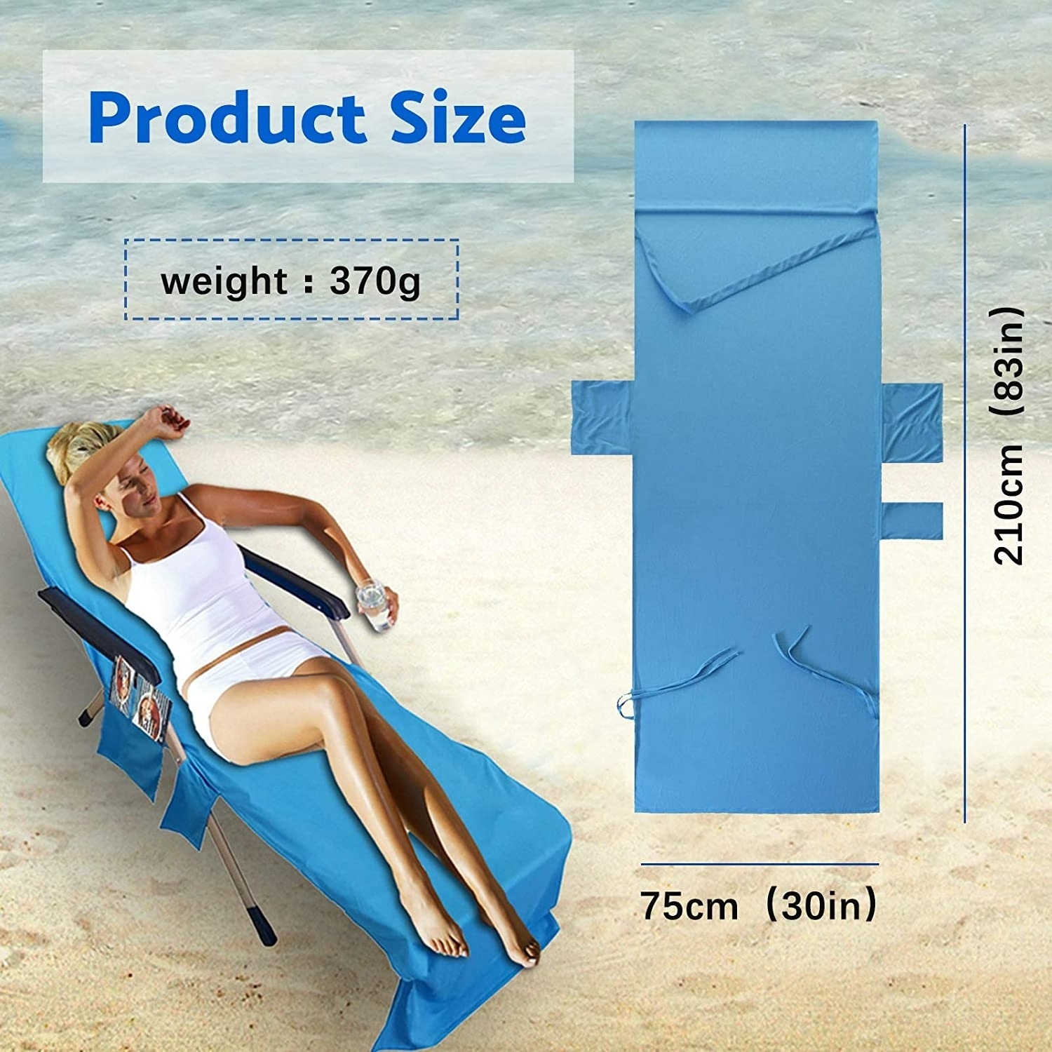 Factory Wholesale Water Absorption Quick Drying Beach Towel Lounge Chair Cover with Pockets