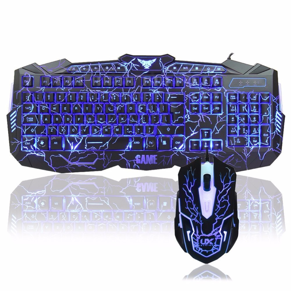 J Tri-Color Wired Keyboard Mouse Combo V100 Gaming Crack Keyboards 104 Keys With Gaming Keyboard Mouse Sets