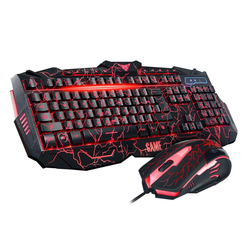 J Tri-Color Wired Keyboard Mouse Combo V100 Gaming Crack Keyboards 104 Keys With Gaming Keyboard Mouse Sets