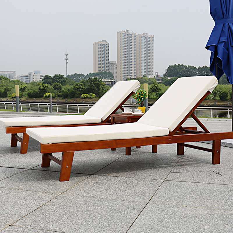 Antique outdoor furniture folding cushion zero gravity wooden rattan beach sun lounger