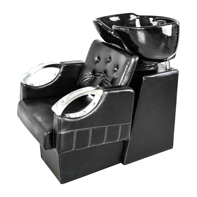 Portable selling PU leather black hairdressing shampoo bowls sink and chairs salon furniture